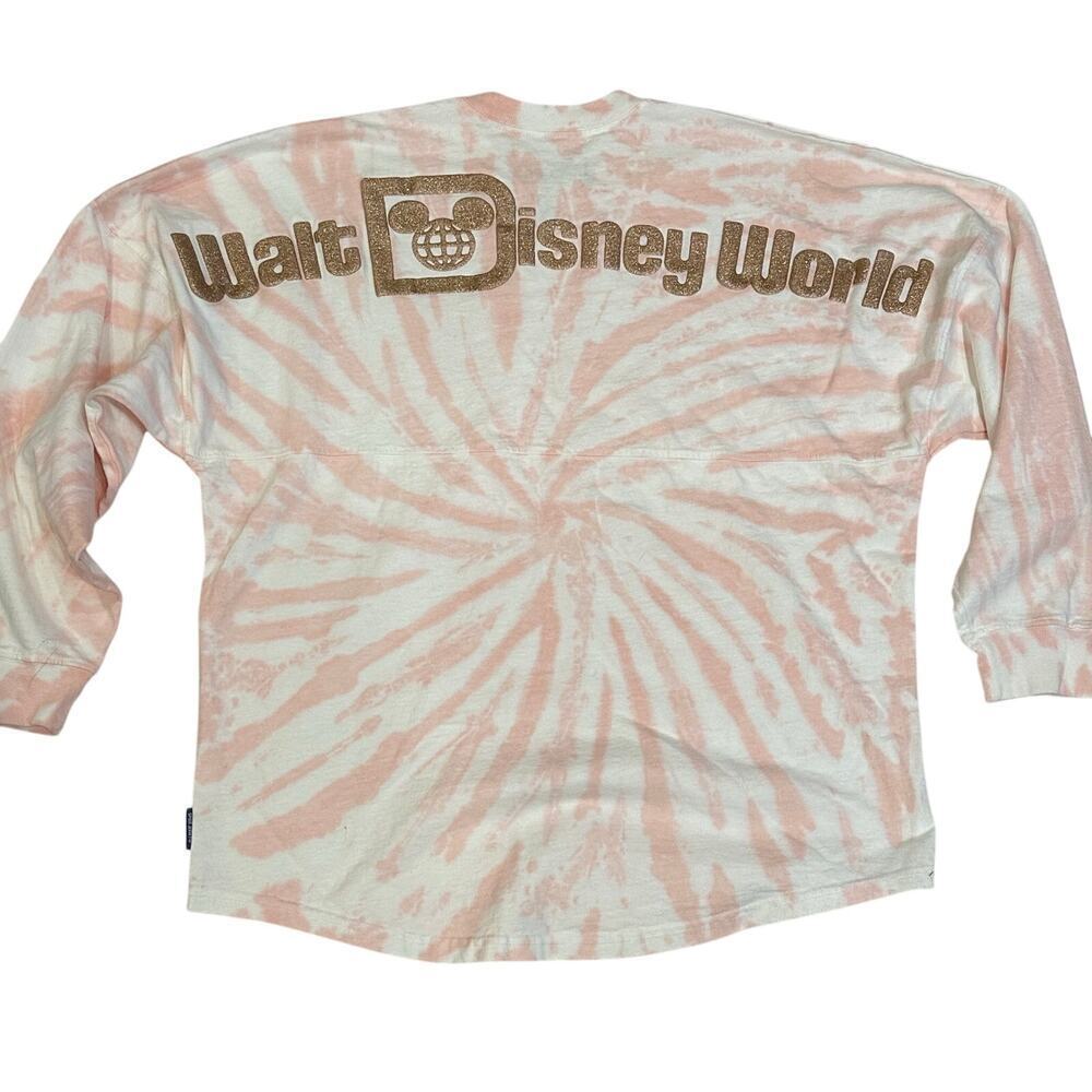 Disney Parks Spirit Jersey Rose Gold Sweatshirt sz S Pink Tie Dye Sweatshirt